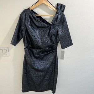 Rickie Freeman for Teri Jon Navy One Shoulder Dress